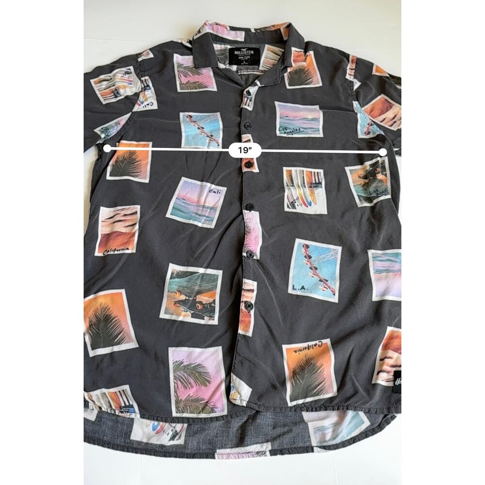 Hollister California Men's Large Epic Flex Button-Up Short Sleeve Cali Photos - Picture 11 of 11